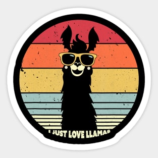 I Just Love Llamas, Retro Style Llama Sticker